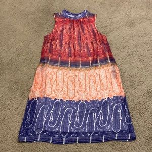 Silky Feel colorful paisley purple orange high neck tank Dress